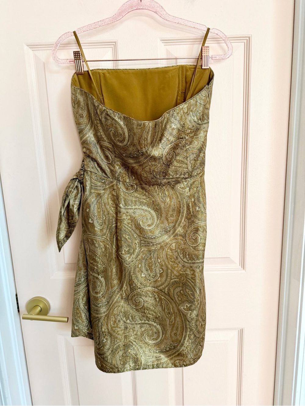 $5 SALE Vintage Linda Allard for Ellen Tracy gold silk dress - Picture 3 of 4